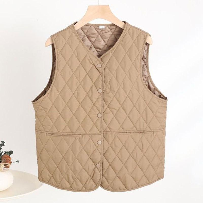Down Cotton Vest Women's Inner Wear Autumn and Winter New Slim-fit Bottom Inner Wear Vest Medium Thin Warm Vest Vest