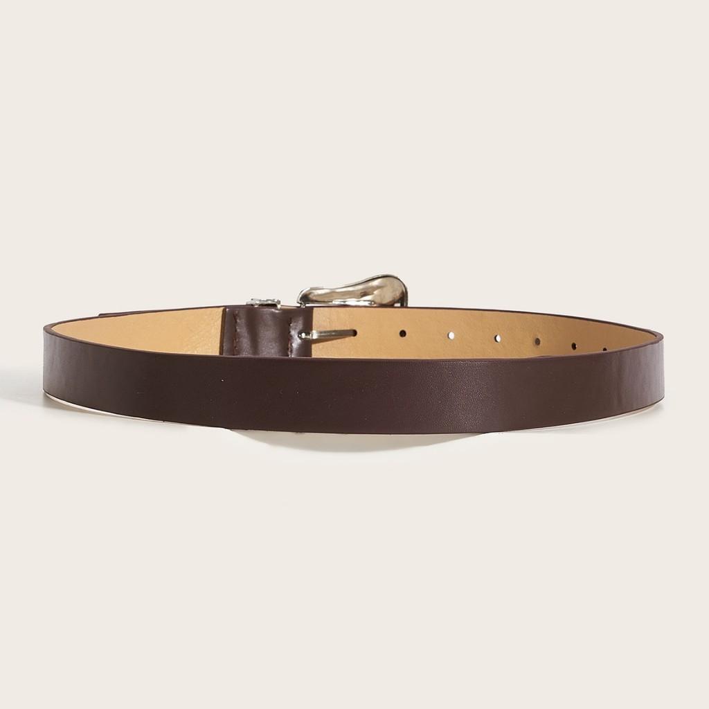 Fashion Punk Wide Belt With Alloy Buckle And Pearl Bead Decoration For Women