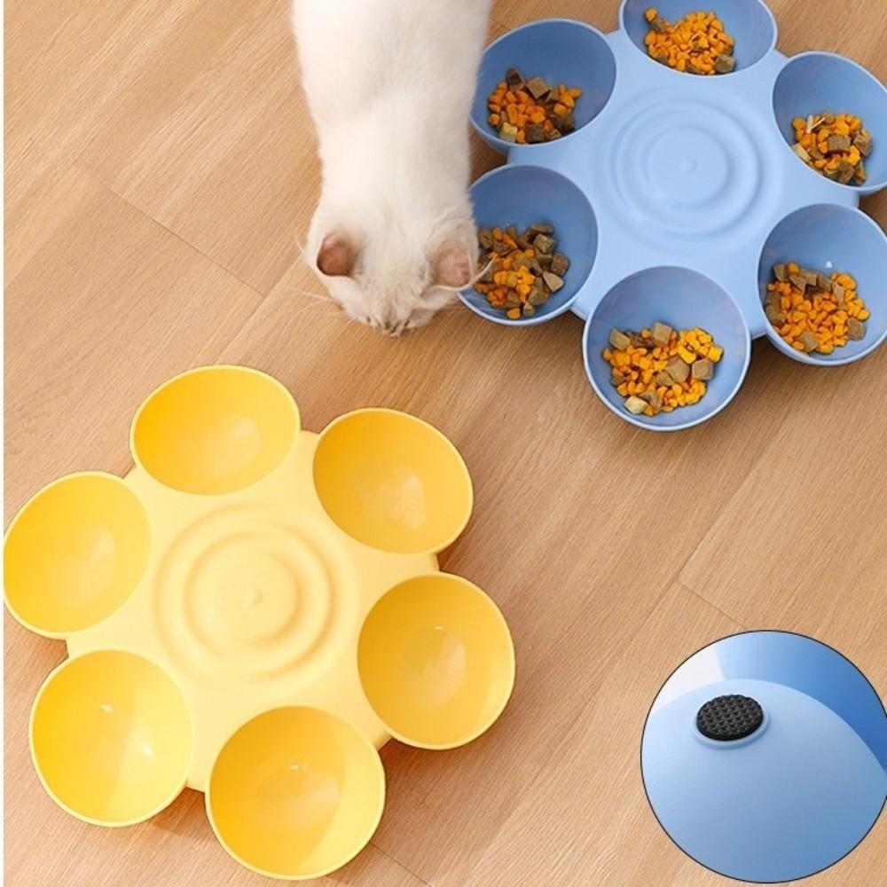 Six-grid Cat Dog Food Water Bowl Plastic Cat Feeding Bowl New Former Cat Food Bowl Pet