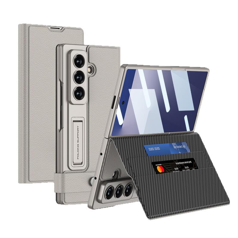 Кожаный чехол-книжка для Samsung Z Fold7: Модный встроенный защитный чехол
