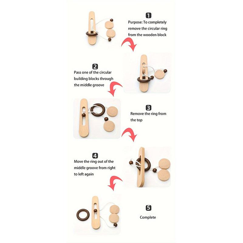 Игра-открывалка из деревянных колец, классическая головоломка Magic Ring Escape, интеллектуальная игрушка Kongming Lock Luban Lock