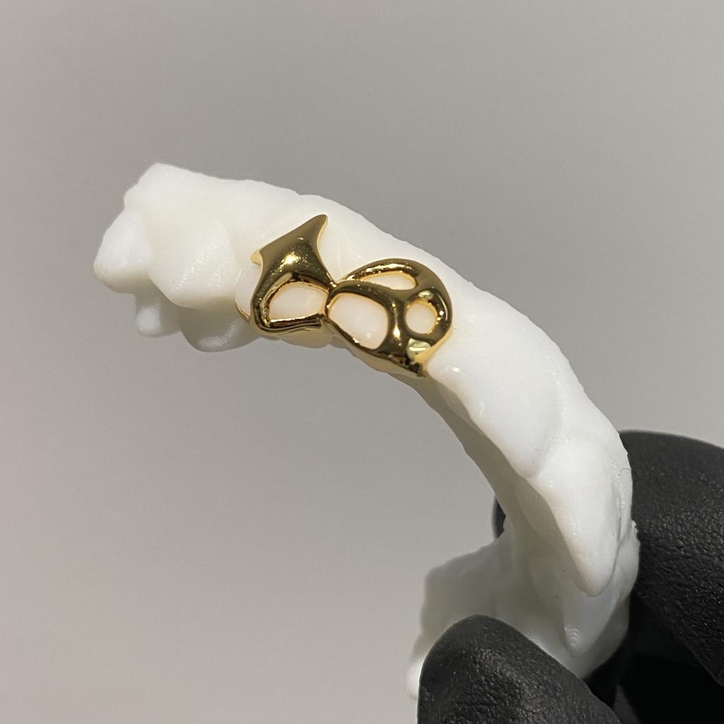 Custom 925 Silver Plated Gold Teeth Grillz Hand Out Top 2 Grillz HipHop Jewelry for Women Men