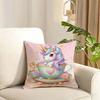 Cute Cartoon Unicorn Cushion Cover Reversible Plush Pillow Cover Soft Fluffy Home Decor for Sofa Bedroom