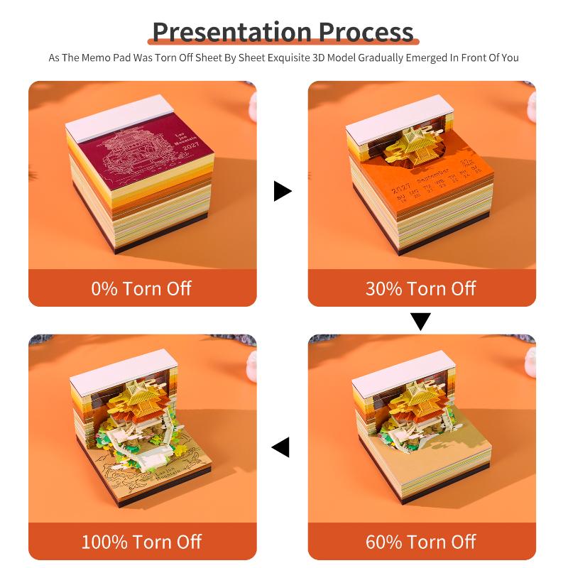 Stylish 2027 Desk Calendar With LED Lights 3D Pages For Home Decoration