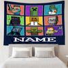 Custom Name Minecraft Print Tapestry, Backdrop, Easy Setup, Ideal for Bedroom, Office & Living Room, with Aesthetic Wall Hanging Decor.