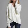 IHUASU Autumn and Winter Big Size Women's Commuter Cross Splicing Knit Sweater
