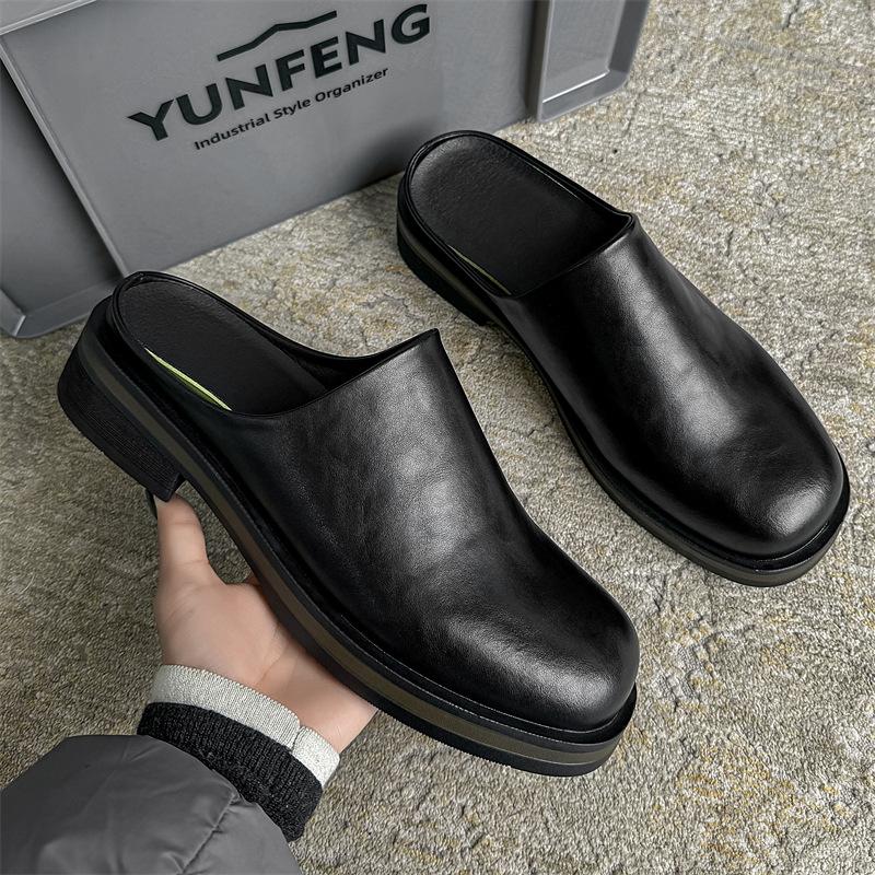 Boken Shoes Men's Big Head Muller Baotou Half Slippers One Pedal-T