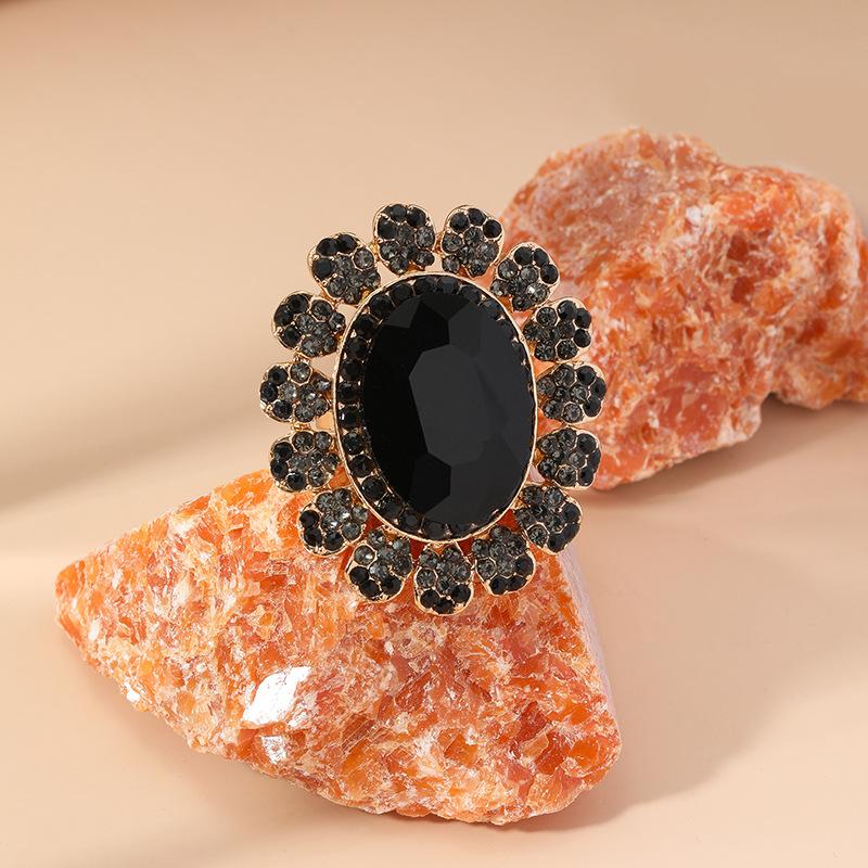 Европейское и американское ретро очень большое роскошное хрустальное стеклянное отверстие регулируемое кольцо модное преувеличенное парное кольцо с драгоценными камнями