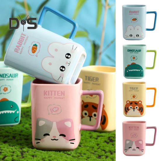 Керамическая кружка с изображением кота, кофейная кружка, квадратная художественная чашка, 420 мл, большая емкость, мультяшная чайная кружка, модная посуда для напитков, подарок для мужчин и женщин