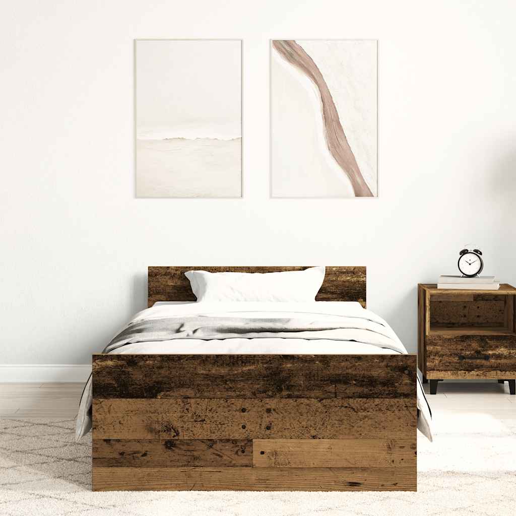 Bed Frame without Mattress Vintage Wood Look 90x190 cm Engineered Wood