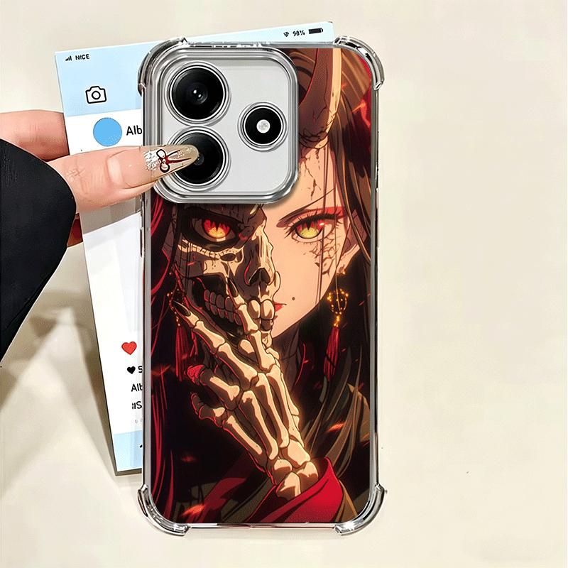 Японская маска Они Девушка Мягкий чехол для телефона для Xiaomi Poco X7 X8 Pro Max X6 X5 X3 F8 Ultra F7 M8 M7 M5S Redmi 15C 15A 15 14C 13C 12C