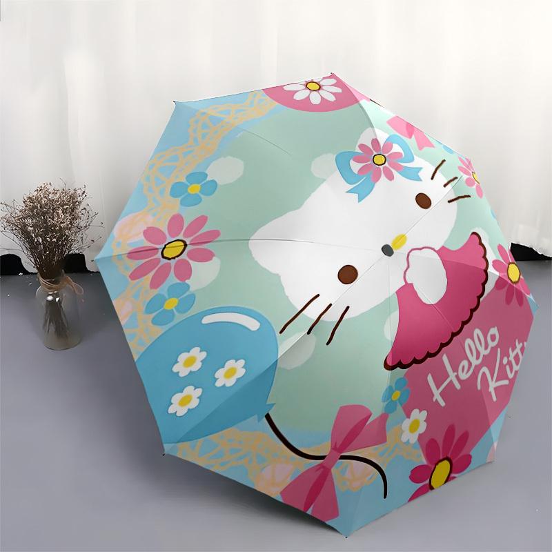 1pc Hello Kitty Floral Party Umbrella with Plastic Handle,Suitable for All Seasons Home Travel Outdoor UmbrellaSanlio356