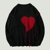 Heart-shape Pattern Tassel Knitted Ugly Sweaters Men Hip Hop Vintage Casual Loose O-Neck College Style Pullover Couples
