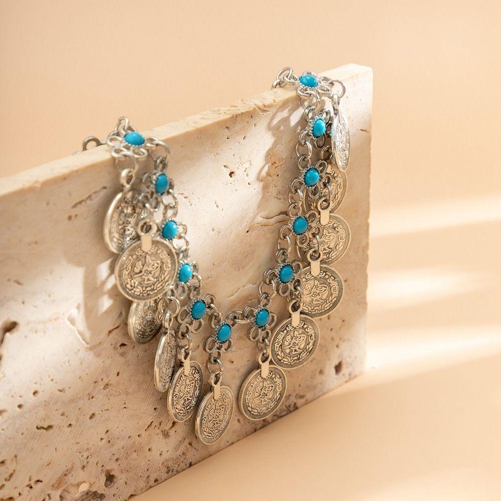 Dance Belt Beach Body Chain Coins Bead Ethnic Style Bohemian Belts Metal Belt Women Waist Chain