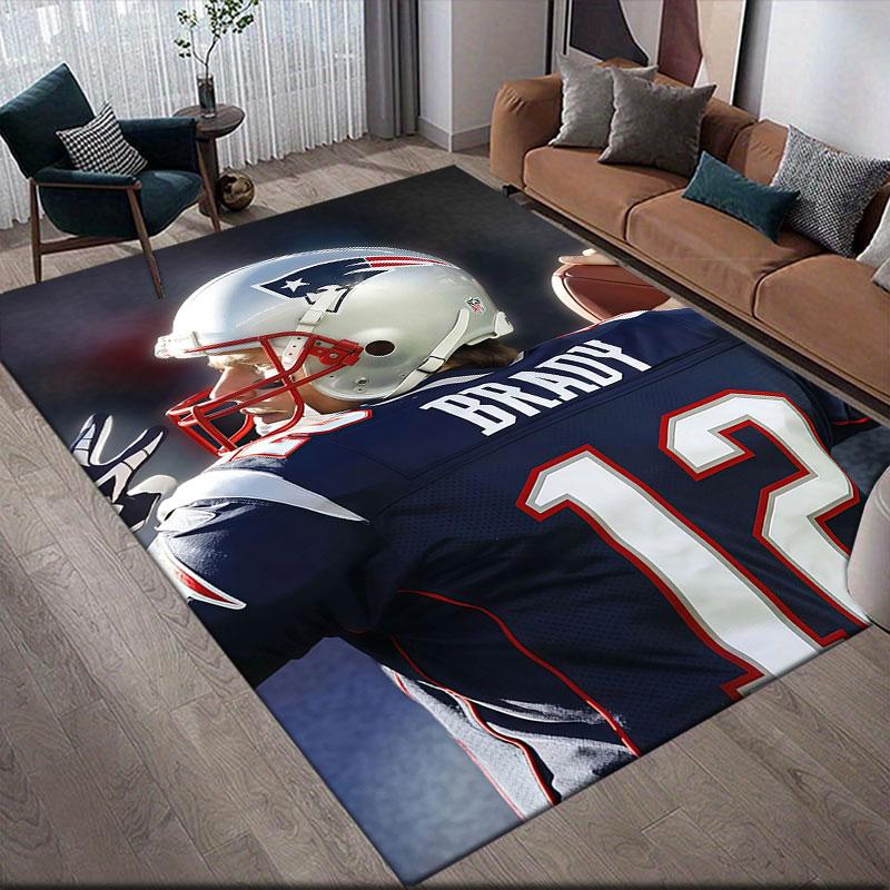 Brady Flannel Printed Carpet, Home Sofa Decoration for Living Room & Bedroom, Non‑Slip Play Flannel Floor Mat for Game Room
