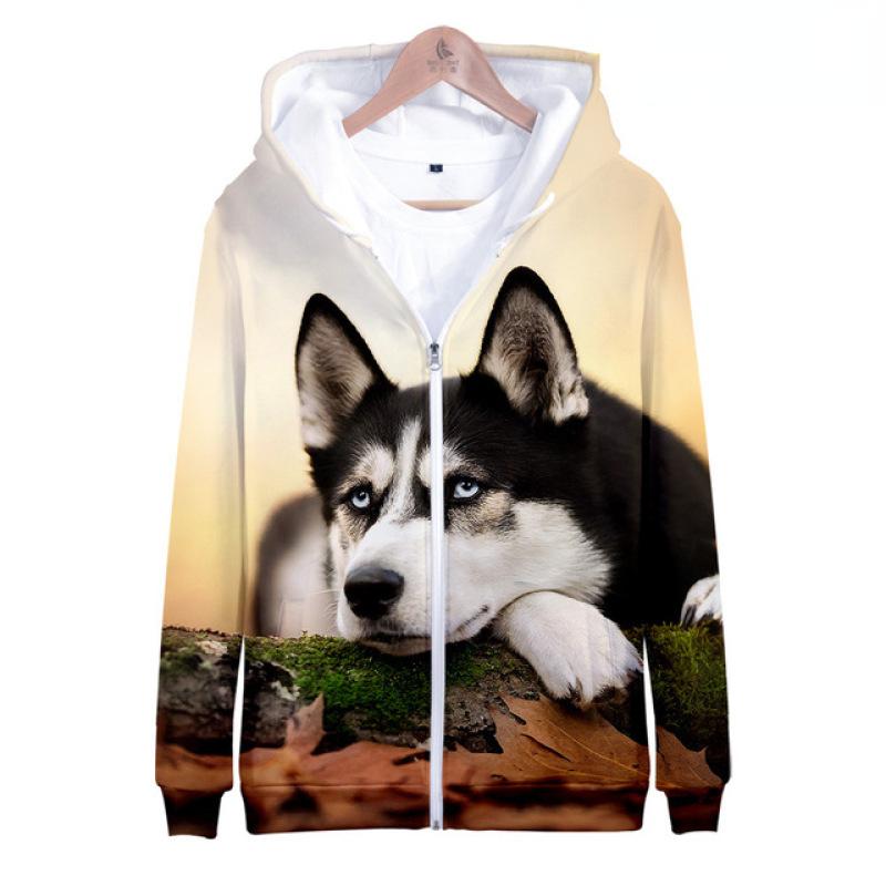 Autumn Dog Husky 3D Print Zip Hoodie Women Men Children Harajuku Sweatshirt Streetwear Hip Hop Zipper Hooded Jacket Male Tracksuit