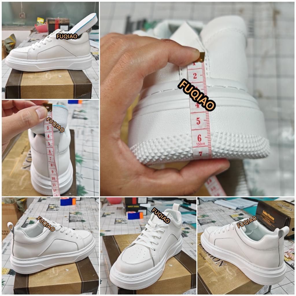 Genuine Leather 6CM Height Increase Couple Shoes Comfortable Breathable Elevator Sneakers for Men Women Lightweight Casual Sport
