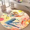 1pc Nami  Print Round Carpet Chair Round Carpet Suitable for Bedroom Living Room Home Decorative Carpet