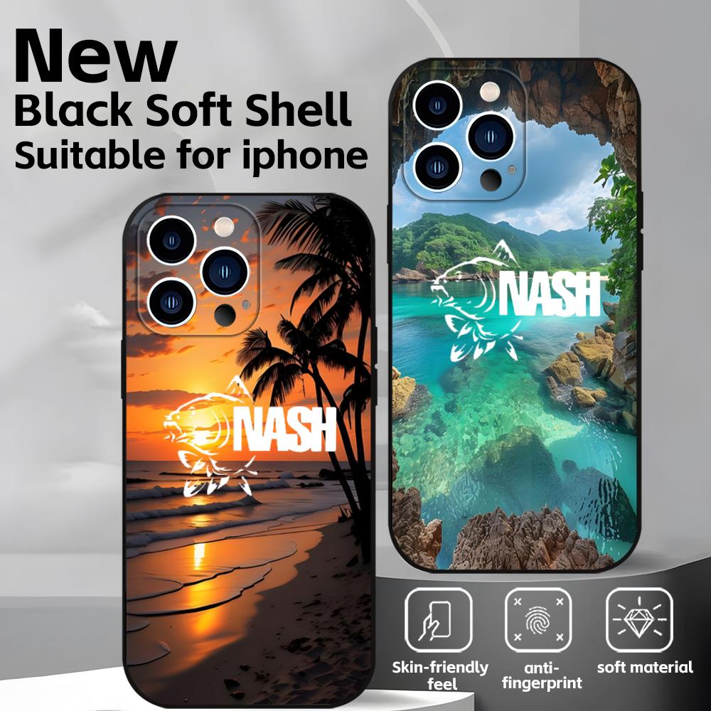 Fashion N-nasH Fishing Brand Phone Case For iPhone17 16 16e 15 14 13 12 11 Plus Mini Pro Max Soft black Shockproof Cover