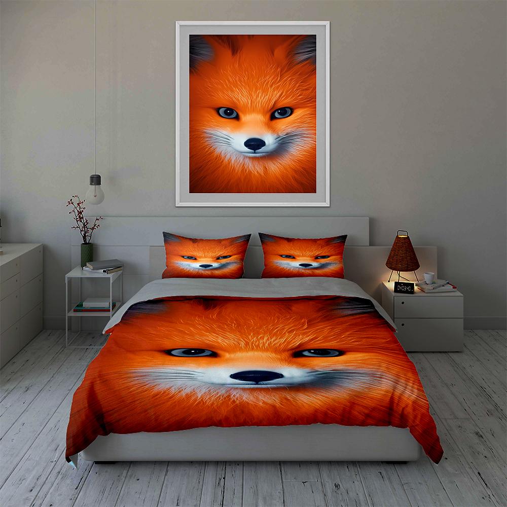 Fox face illustration. Bedding Duvet cover sets Duvet covers Pillowcases gifts (1 * Duvet Cover 2 * Pillowcases, without duvet insert)