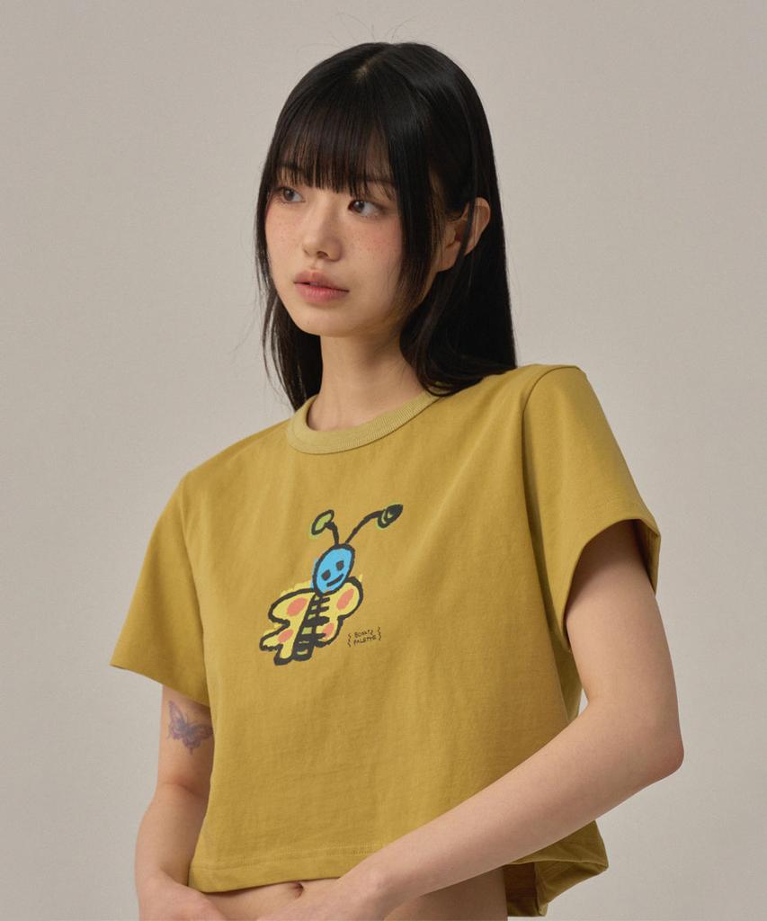 BONATSPALETTE Bp Butterfly Crop T-Shirt_Mustard