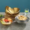 Креативная миска для супа из нержавеющей стали в корейском стиле, золотистая, серебряная чаша для фруктового салата, однослойная домашняя посуда, кухонная утварь