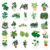 50 Green Plant Waterproof Stickers for Suitcases, Laptops, and More
