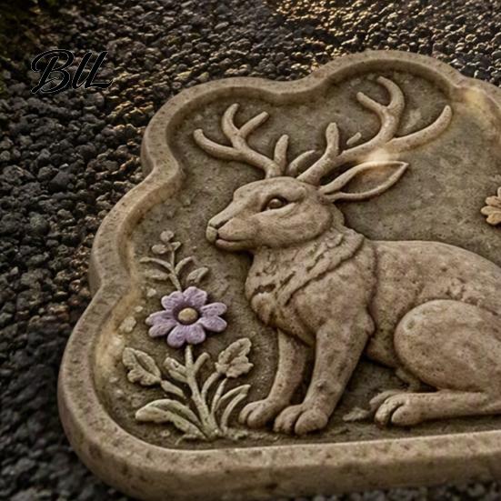 Garden Walkway Paver Reusable Rabbit Stepping Stone Mold, Concrete Cement Casting Mold for DIY Handmade Flagstone Maker Decor, Silicone Path