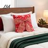 Holiday Home Decor Accessories Christmas Throw Pillow Cover, Cushion Cover with 3D Bow, Snowflake Print Sleeves Seasonal Farmhouse Case for