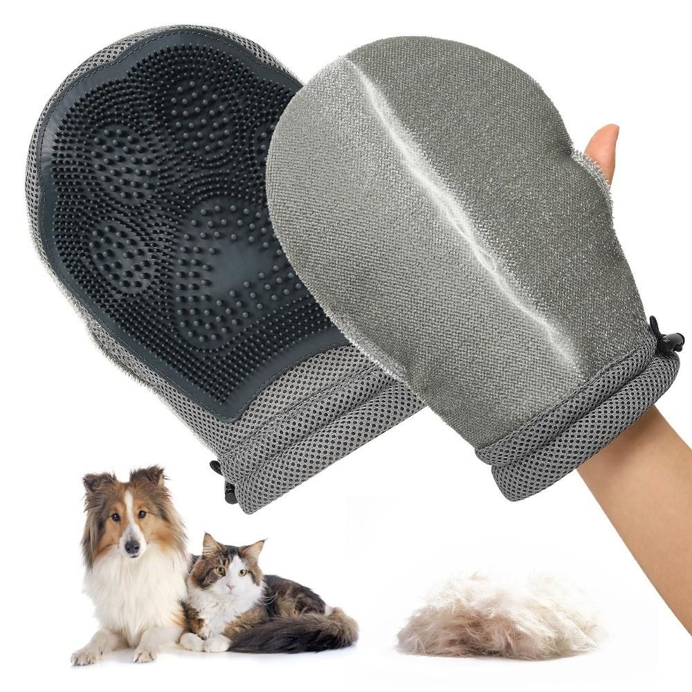 Double-sided Pet Hair Removal Glove Anti-Slip Effective Pet Detangling Mittens Soft Thumb Opening Design Cat Cleaning Brush