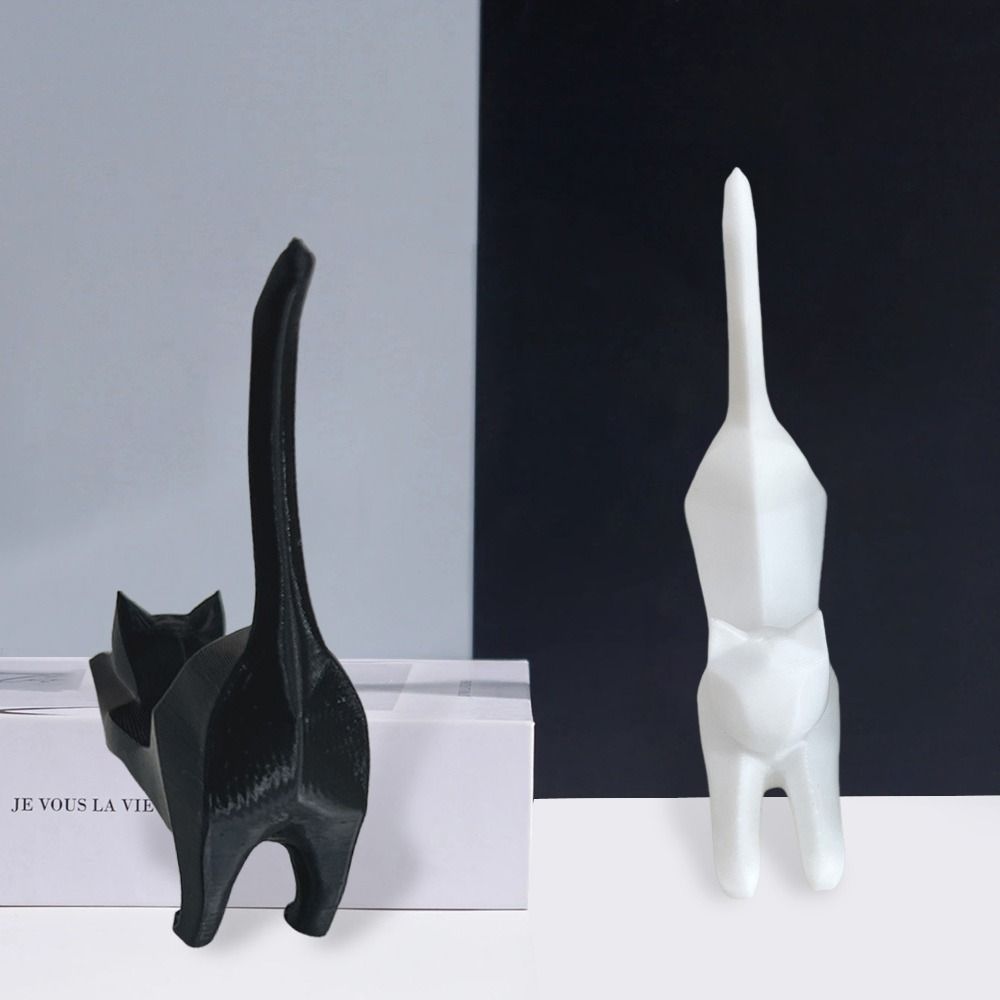 Stretching Kitten Funny Cat Ornaments Carved Kitten Statue Minimalist Cat Sculpture Garden