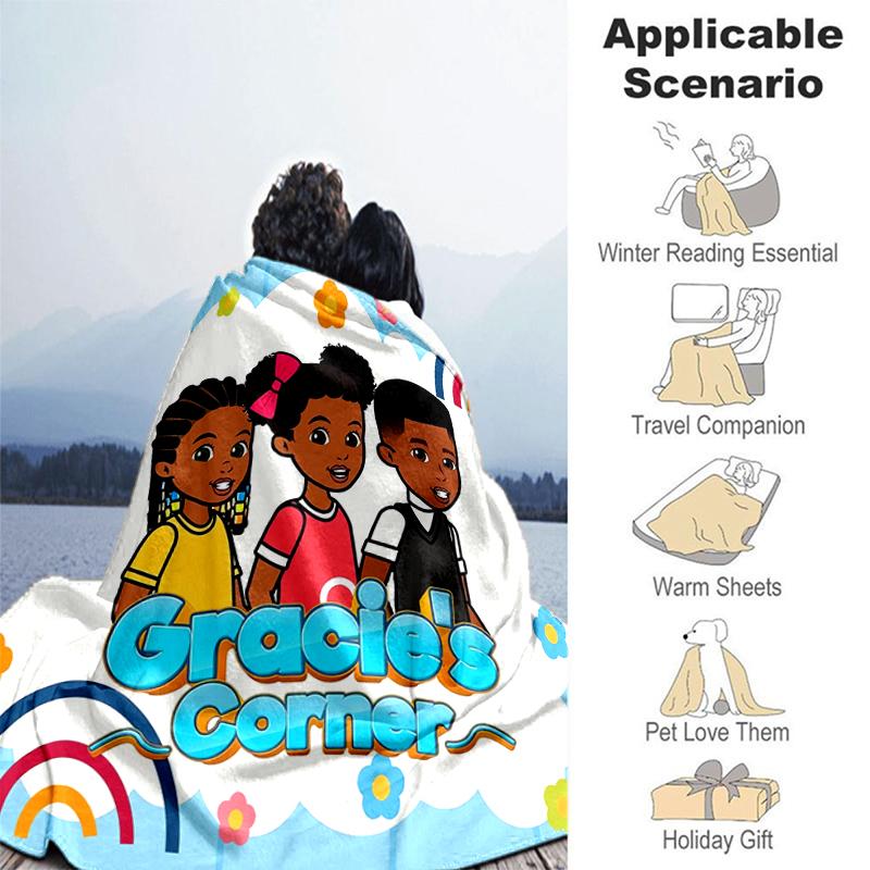 1pc Blanket Gracie's Corner1 Print Design, Lightweight Blanket for Sofa, Bed- Soft &Warm, Gift for All Seasons like Christmas, Halloween