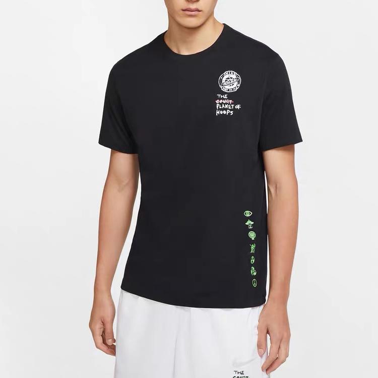 Nike Летняя баскетбольная футболка с коротким рукавом Hoops, мужские топы, черная CW4817-010