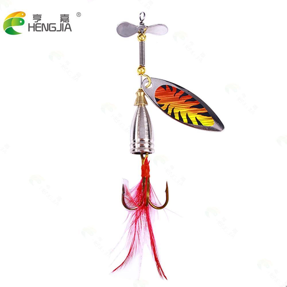 HENGJIA 5 шт., вращающаяся блесна, рыболовные приманки, 10 см-9,9 г-#6, металлическая ложка для форели с блестками для ловли карпа