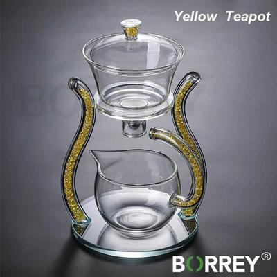 BORREY новый чайный сервиз, стеклянный автоматический ленивый чайный сервиз, магнитный вращающийся термостойкий чайник кунг-фу, хрустальный стеклянный дымчато-серый чайник