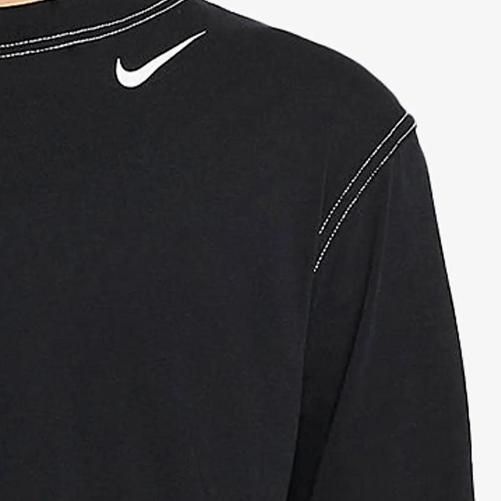 Nike Long Sleeved Dresses Women's Black Crew Neck Moderate Short (Unisex) Long-Sleeved Dresses DD5623 010