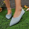 Fashion Pointed Toe Women Knitting Shoes Flats Casual Shallow Sandals 2024 Fashion New Dress Loafers Shoes Cozy Autumn Brand Femme Shoes