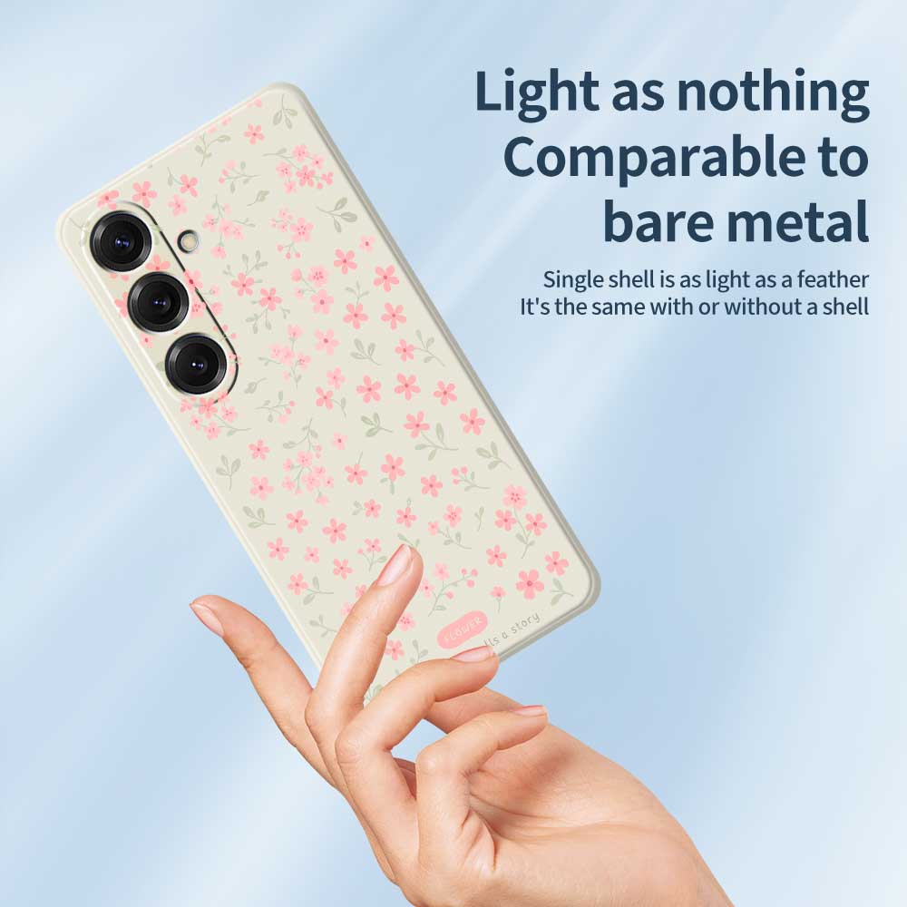 Чехол для Samsung Galaxy S25 Розовый с принтом мелких цветов Прямой край ТПУ Задняя крышка для телефона