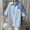 Японская белая рубашка с коротким рукавом для мальчика, красивый корейский стиль, простая свободная рубашка, красивый универсальный студенческий пиджак