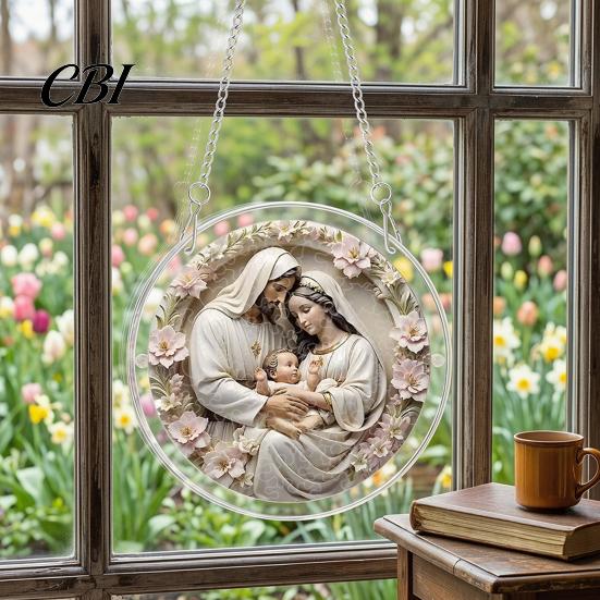 Patio Decor Puzzle Acrylic Jigsaw Suncatcher, Religious DIY Sun Catcher Puzzles Kit, Stained Glass Style Suncatcher Decoration Window Hanging