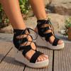 Fashion Platform Wedges Women Sandals Front Lace Up Fish Mouth New Summer Shoes Black Thick Bottom Casual Sandale Femme High Heels Shoes