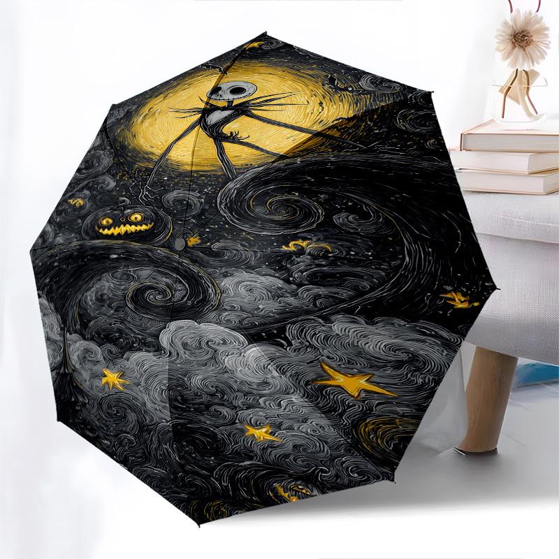 Nightmare Before Christmas, Jack Skellington Themed Automatic Opening and Closing Umbrella, Brightly Colored 8-rib Portable Umbrella, Suitable for Men