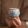 1 шт. китайская винтажная керамическая чашка для чая, выпеченная в печи Ru, сине-белая чайная чаша ручной работы, бытовая утварь для чаепития, дорожная персональная чашка для чая