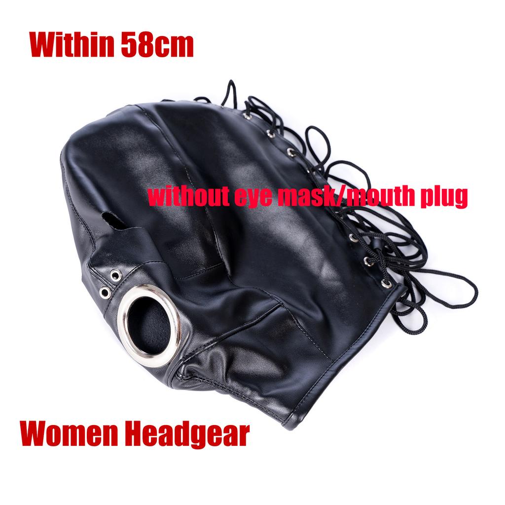 28Style Leather Hood Mask Blindfold,Open Mouth Harness Strap Dildo Ball Gag,Fetish BDSM Bondage Sex Slave Hood Couple SM Toy Kit