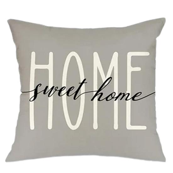 45x45CM Square Pillow Case Natural Plant Fashion Letter Print Modern Zipper Linen