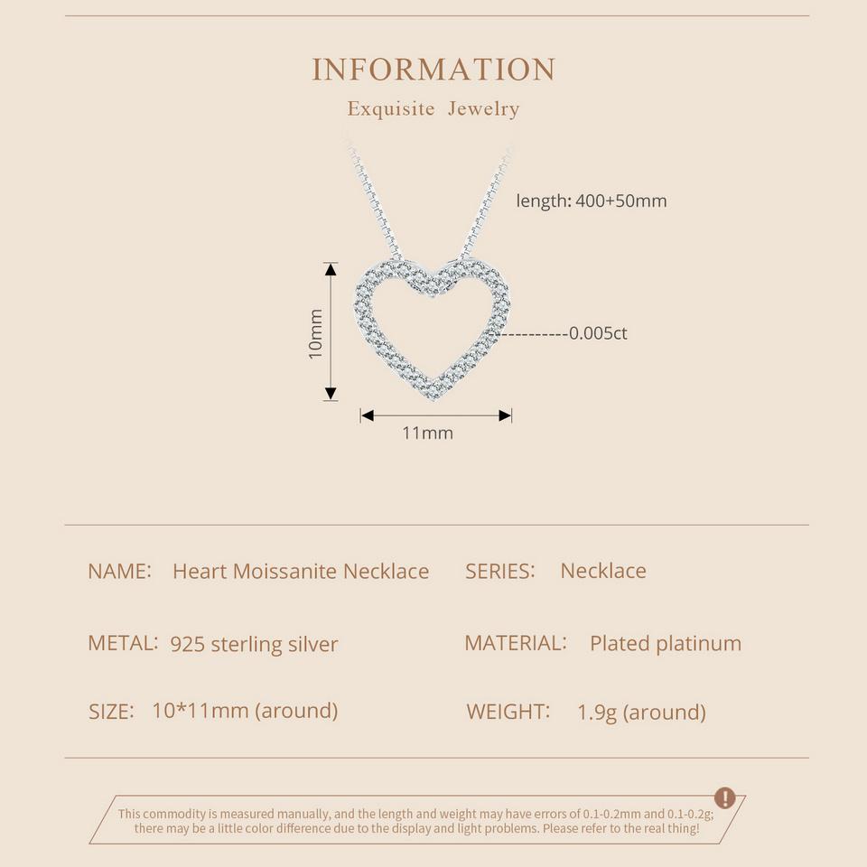 BAMOER ожерелья в форме сердца для женщин, цвет D VVS1 Муассанит, стерлинговое серебро 925 пробы, минималистичный кулон в виде сердца, ожерелье, обручальное украшение