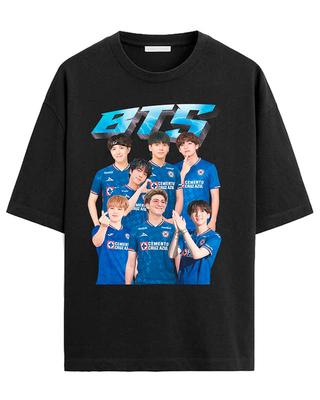 BTS CRUZ AZUL BOOTLEG Графическая футболка Женская Мужская Хлопок Свободная Y2k Уличная одежда Короткий рукав Оверсайз Женская одежда