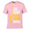 Eat Sleep Play Guitar Repeat Loose Vintage Distressed Washed Casual Tee