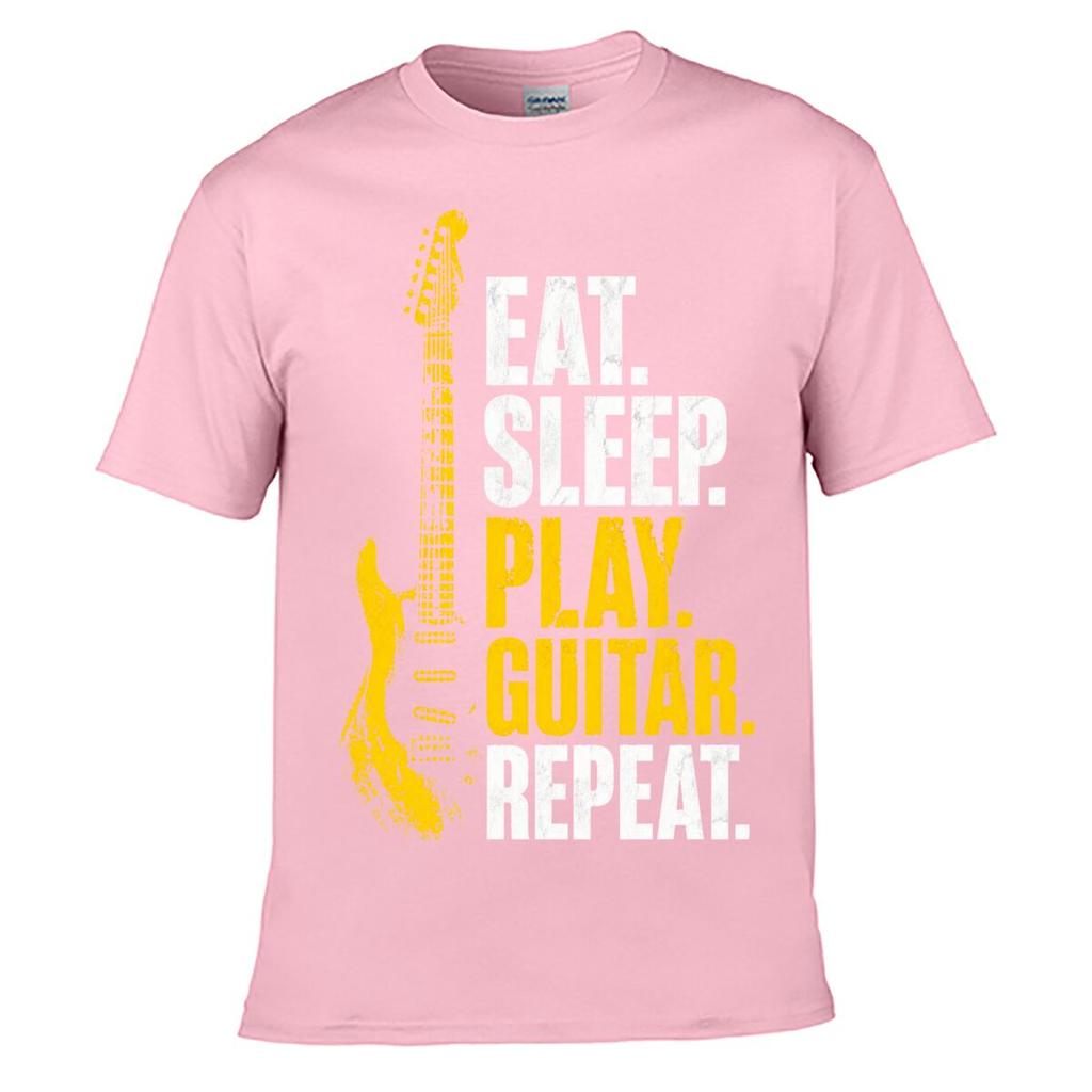 Eat Sleep Play Guitar Repeat Loose Vintage Distressed Washed Casual Tee