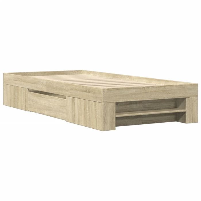 VidaXL Cadre de lit chêne sonoma 75x190 cm bois d'ingénierie, meuble de chambre à coucher, lit simple, sommier, lit, cadre 3295529